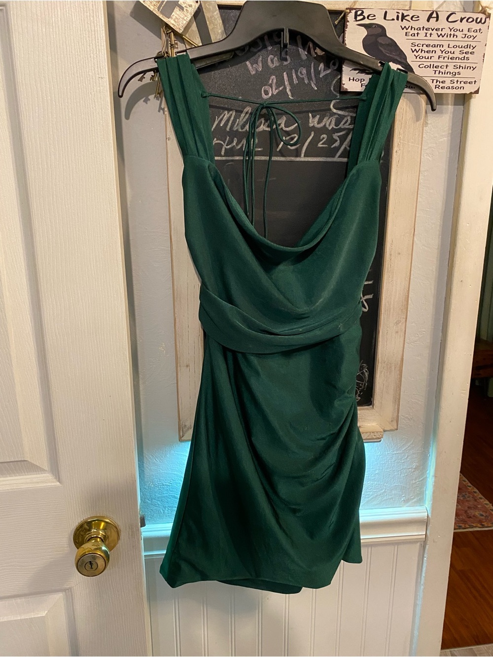 Lucy in the Sky Emerald Green Cowl Neck Mini Dress